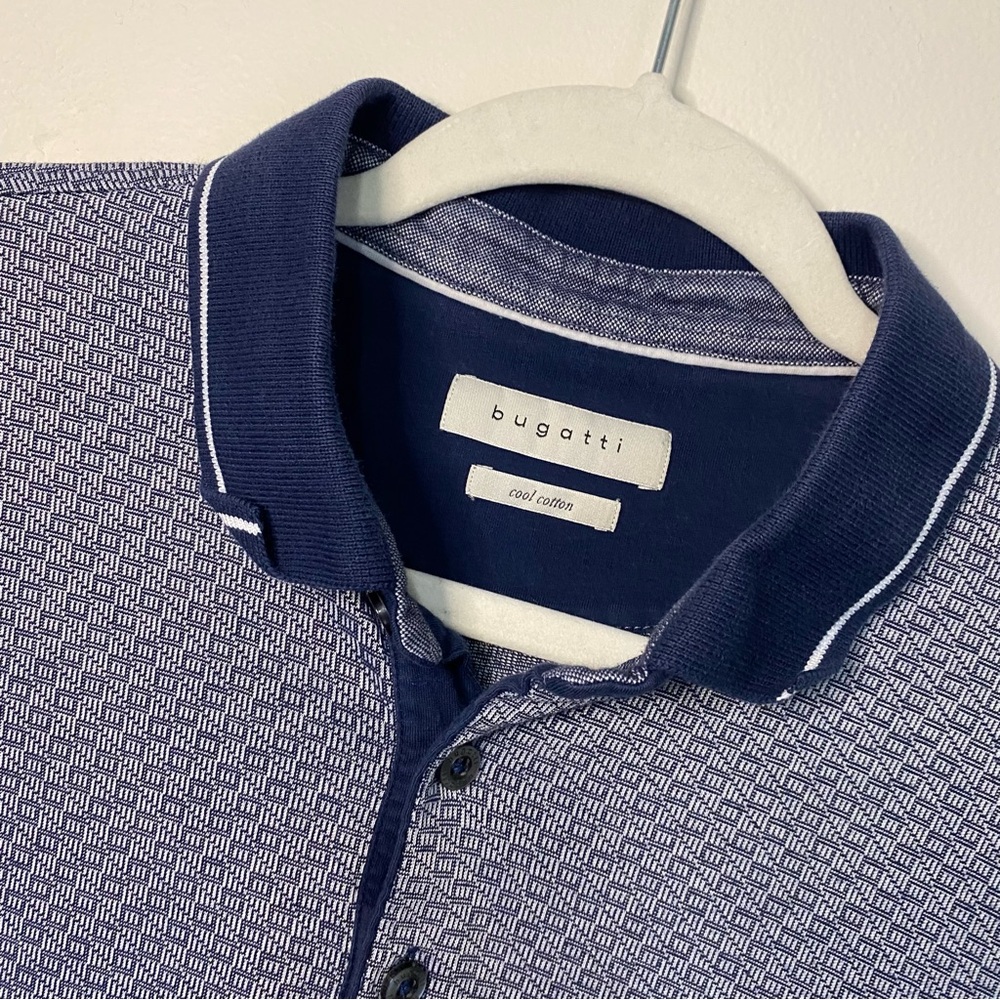 Bugatti Navy Patterned Polo Shirt